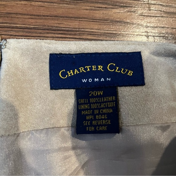 Charter Club Tan Suede Leather Skirt Vintage Size 20 Western Academia Old Money - Picture 7 of 7